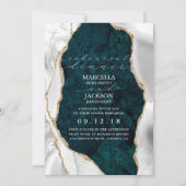 Blauwgroen, marmer White en Gold Agate Dinner Rehe Kaart (Voorkant)