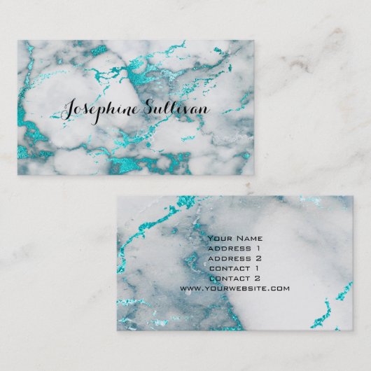 blauwgroen marmeren achtergrond visitekaartje (Voorkant / Achterkant)