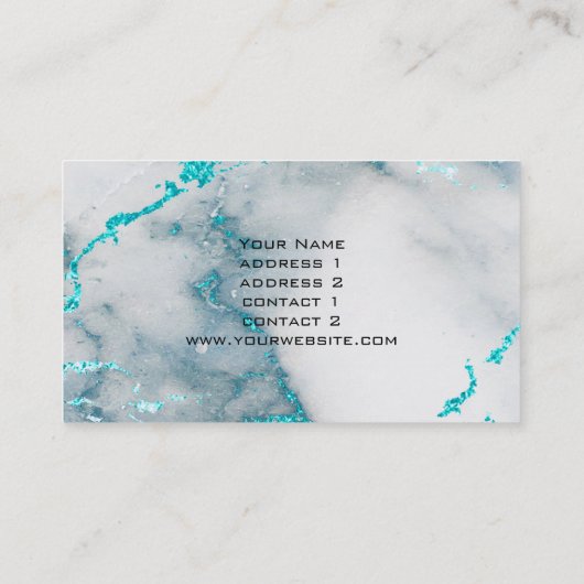 blauwgroen marmeren achtergrond visitekaartje (Achterkant)
