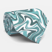 Blauwgroen marmeren bruiloft stropdas (Opgerold)