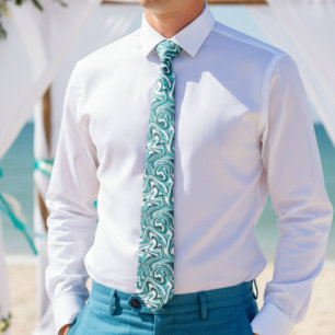 Blauwgroen marmeren bruiloft stropdas