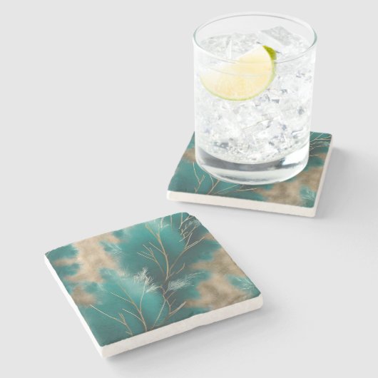 Blauwgroen Marmeren Onderzetters – Home Decor Onde (Zijkant)