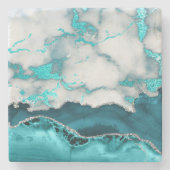 blauwgroen marmeren stenen ontwerp stenen onderzetter (Voorkant)