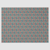 Blauwgroen, maroon, beige etnisch flessenpatroon tissuepapier (Voorkant)