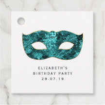 Blauwgroen  Maskerade Mask en Damask