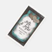 Blauwgroen Mason Jar Barn Wood Mr & Mrs Wedding Servet (Hoek)