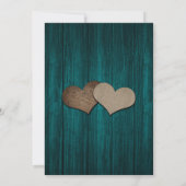 Blauwgroen Mason Jar Burlap Hearts Barn Wood Wedde Kaart (Achterkant)
