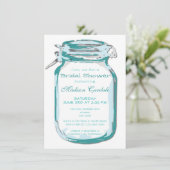 Blauwgroen Mason Jar Country Bridal Shower-uitnodi Kaart (Staand voorkant)