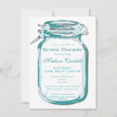 Blauwgroen Mason Jar Country Bridal Shower-uitnodi Kaart (Voorkant)