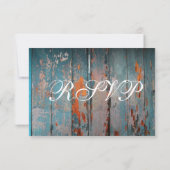 Blauwgroen Mason Jar Rustic Barn Wood Wedding RSVP (Achterkant)