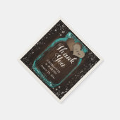 Blauwgroen Mason Jar Rustic Wood Dank u bruiloft Servet (Hoek)