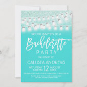 Blauwgroen Mason Jar String Lights Glitter Bachelo Kaart (Voorkant)