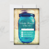Blauwgroen Mason Jar Wedding RSVP-kaarten in Rusti RSVP Kaartje (Voorkant)