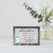 Blauwgroen Mason Jar Wood Weddenschappen Informatiekaartje (Staand voorkant)