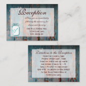 Blauwgroen Mason Jar Wood Weddenschappen Informatiekaartje (Voorkant / Achterkant)