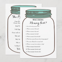 Blauwgroen Mason Jars 2 x Baby shower games