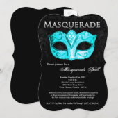 Blauwgroen Masquerade Ball Mask Costume Halloween  Kaart (Voorkant / Achterkant)