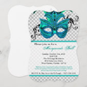 Blauwgroen Masquerade Ball Mask Costume Halloween  Kaart (Voorkant / Achterkant)