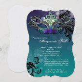 Blauwgroen Masquerade Ball Mask Costume Halloween  Kaart (Voorkant / Achterkant)