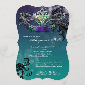 Blauwgroen Masquerade Ball Mask Costume Halloween Kaart