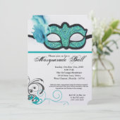 Blauwgroen Masquerade Ball Mask Costume Halloween  Kaart (Staand voorkant)