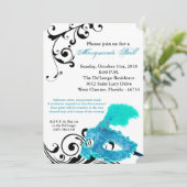 Blauwgroen Masquerade Ball Mask Costume Halloween  Kaart (Staand voorkant)