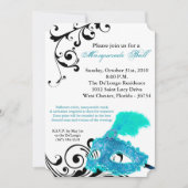 Blauwgroen Masquerade Ball Mask Costume Halloween  Kaart (Voorkant)