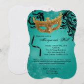 Blauwgroen Masquerade Ball Mask Costume Halloween  Kaart (Voorkant / Achterkant)