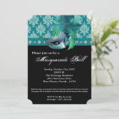 Blauwgroen Masquerade Ball Mask Costume Halloween Kaart (Staand voorkant)