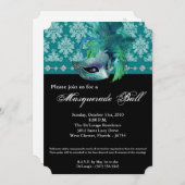 Blauwgroen Masquerade Ball Mask Costume Halloween Kaart (Voorkant / Achterkant)