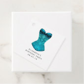 Blauwgroen Masquerade Corset en Harlequin Pattern Bedankjes Labels (In situ)