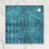 Blauwgroen Masquerade Corset en Harlequin Pattern Bedankjes Labels (Achterkant)