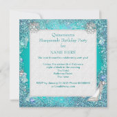 Blauwgroen Masquerade Quinceanera 15th Party Tiara Kaart (Achterkant)