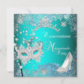 Blauwgroen Masquerade Quinceanera 15th Party Tiara Kaart (Voorkant)