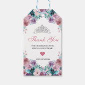 Blauwgroen & Mauve Floral Dank u Cadeau Labels Cadeaulabel (Voorkant)