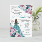 Blauwgroen & Mauve Ocean Sunset Princess Quinceane Kaart (Staand voorkant)