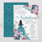 Blauwgroen & Mauve Ocean Sunset Princess Quinceane Kaart (Voorkant / Achterkant)