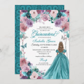 Blauwgroen & Mauve Sunset Quinceanera Princess Kaart (Voorkant / Achterkant)