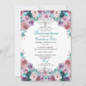 Blauwgroen & Mauve Sunset Quinceanera Verjaardag Kaart (Voorkant)