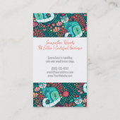 Blauwgroen maximalistisch Visitekaartje Cat Floral (Achterkant)