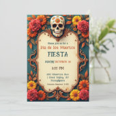 💀🎉 Blauwgroen me de Afterlife Party Invitation Kaart (Staand voorkant)