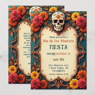 💀🎉 Blauwgroen me de Afterlife Party Invitation Kaart