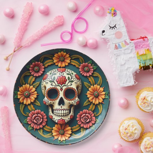 💀🎉Blauwgroen Me No Lies, de Día de los Muertos Papieren Bordje (Feest)