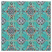 Blauwgroen medaillon Toscaanse stijl repeterend pa