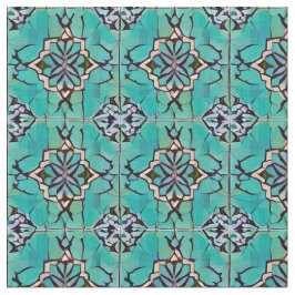 Blauwgroen medaillon Toscaanse stijl repeterend pa Stof