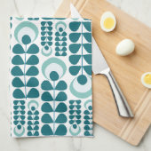 Blauwgroen medio bloemen patroon theedoek (Quarter Fold)