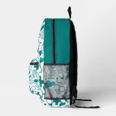 blauwgroen medische iconen Patroon  gezondheidszor Bedrukte Rugzak (Rechts)