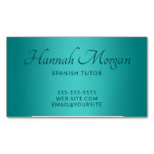 Blauwgroen Medium Turquoise Ombre Elegant Script Magnetisch Visitekaartje (Voorkant)