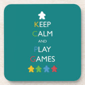 Blauwgroen meeple Keep Calm and Play Games Board g Bier Onderzetter (Voorkant)