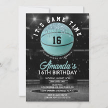Blauwgroen meisje Basketball Birthday